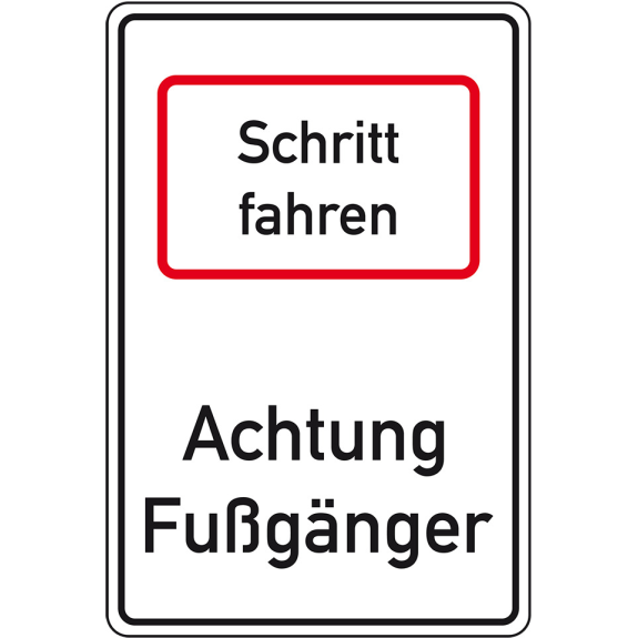 Hinweisschild Schritt fahren - Achtung Fußgänger, Aluminium RA0, reflektierend, 600x900mm, DIN 67520 Hinweisschild Schritt fahren - Achtung Fußgänger, Aluminium RA0, reflektierend, 600x900mm, DIN 67520-Beschreibung lesen