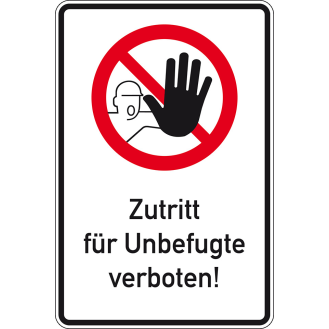 Kombischild Zutritt für Unbefugte verboten, Aluminium RA0, reflektierend, 600x900mm, DIN 67520, nach StVO-Beschreibung lesen