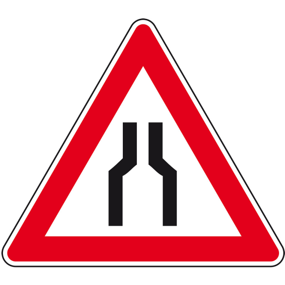 Verkehrszeichen Verengte Fahrbahn, Nr.120, Aluminium RA0, reflektierend, SL 900mm, DIN 67520 Verkehrszeichen Verengte Fahrbahn, Nr.120, Aluminium RA0, reflektierend, SL 900mm, DIN 67520-Beschreibung lesen
