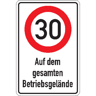 Kombischild 30km/h-Auf dem gesamten Betriebsgelände, AluminiumTyp0, reflektierend, 600x900mm-Beschreibung lesen