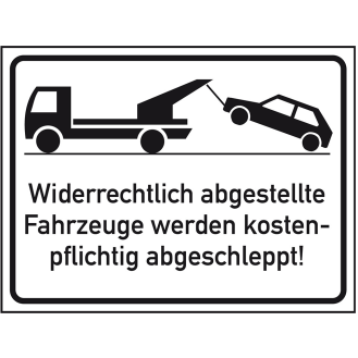 Parkverbotsschild Widerrechtlich abgestellte..., Aluminium RA0, reflektierend, 600x450mm, DIN 67520, nach StVO-Beschreibung lesen