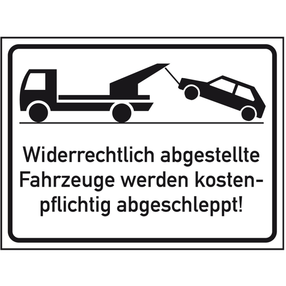 Parkverbotsschild Widerrechtlich abgestellte..., Aluminium RA0, reflektierend, 600x450mm, DIN 67520, nach StVO-Beschreibung lesen