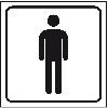 Standard Piktogramm WC Herren, weiß/schwarz, Folie, selbstklebend, 150x150mm, ASR A4.1