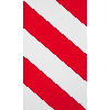 Warntafel, Typ B1, rot/weiß schraffiert, Folie, retroreflektierend RA1, 564x282mm, nach StVO Warntafel, Typ B1, rot/weiß schraffiert, Folie, retroreflektierend RA1, 564x282mm, nach StVO