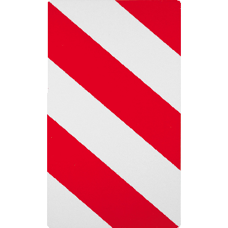 Warntafel, Typ B1, rot/weiß schraffiert, Folie, retroreflektierend RA1, 564x282mm, nach StVO-Beschreibung lesen