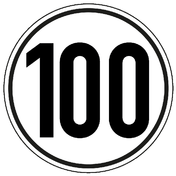Geschwindigkeits-Schild 100 km/h, gemäß StVZO § 58, Folie, selbstklebend, Ø 200mm Geschwindigkeits-Schild 100 km/h, gemäß StVZO § 58, Folie, selbstklebend, Ø 200mm-Beschreibung lesen