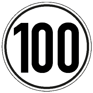 Geschwindigkeits-Schild 100 km/h, gemäß StVZO § 58, Folie, selbstklebend, Ø 200mm-Beschreibung lesen