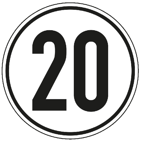 Geschwindigkeits-Schild 20 km/h, StVZO § 58, Folie, selbstklebend, Ø 200mm Geschwindigkeits-Schild 20 km/h, StVZO § 58, Folie, selbstklebend, Ø 200mm-Beschreibung lesen