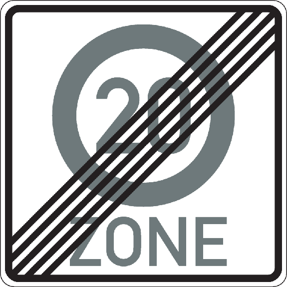 Verkehrszeichen Ende Tempo 20-Zone, Nr.274.2-20, Aluminium RA1, reflektierend, 600x600mm-Leggi tutto