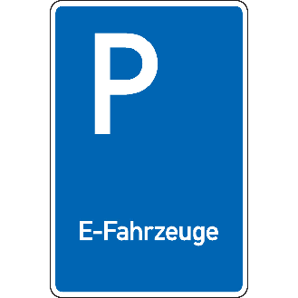 Parkplatzschild E-Fahrzeuge, Kunststoff, spitze Ecken, 250x400mm-Beschreibung lesen