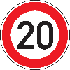 Verkehrszeichen Zulässige Höchstgesch.20, Nr.274-20, Aluminium RA2, reflektierend, Ø600mm, DIN 67520, nach StVO Verkehrszeichen Zulässige Höchstgesch.20, Nr.274-20, Aluminium RA2, reflektierend, Ø600mm, DIN 67520, nach StVO