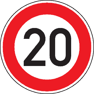 Verkehrszeichen Zulässige Höchstgesch.20, Nr.274-20, Aluminium RA2, reflektierend, Ø600mm, DIN 67520, nach StVO-Beschreibung lesen