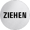 Edelstahlpiktogramm Ziehen, mattgebürstet, Edelstahl, rostfrei, Ø 60mm Edelstahlpiktogramm Ziehen, mattgebürstet, Edelstahl, rostfrei, Ø 60mm