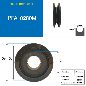 Pulegge Pulegge trapezoidali con mozzo smontabile PFA10280M Puleggia trapezoidale in ghisa tipo SPA / A con mozzo smontabile serie 2012 con 1 scanalatura, passo diametro 280 mm-Leggi tutto
