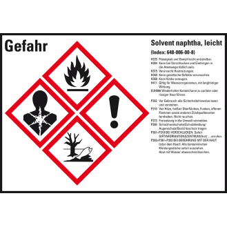 GHS-Etikett Solvent naphtha, leicht, GefStoffV/GHS/CLP, Folie, 105x74mm, 8/Bogen-Beschreibung lesen