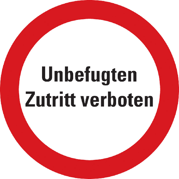 Verbotsschild Unbefugten Zutritt verboten, praxisbewährt, Kunststoff, Ø 200mm-Beschreibung lesen