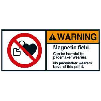 ANSI-Aufkleber WARNING Magnetic field - stay back,UL-anerkannt,70x160mm,2/Bogen-Beschreibung lesen