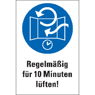 Gebots-Kombischild Regelmäßig für 10 Minuten lüften!, Kunststoff, 200x300mm-Beschreibung lesen