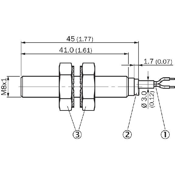 DPI M08 NPN NO P2mm noyé IO-Link 45(41)mm Inox V2A +100°C / C2m PUR - IMB08-02BNSVU2S-Lire la description