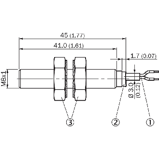 DPI M08 NPN NO P2mm noyé IO-Link 45(41)mm Inox V2A +100°C / C2m PUR - IMB08-02BNSVU2S-Lire la description