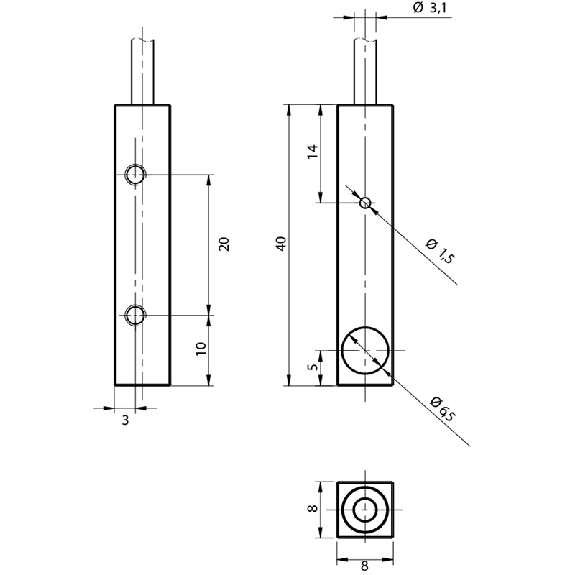 DPI Rect. PNP NO P2mm noyé 8x8x40mm Cäble 2m PUR - IL8/AP-3A-Lire la description