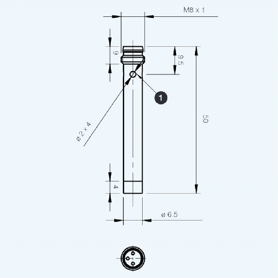 DPI D6,5 PNP NF P2,5mm non noyé 50(36)mm Inox 10-30Vdc / M08 3P - AH1/CP-2F-Lire la description