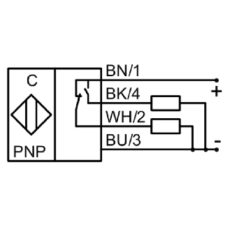 DPC D20 PNP NO+NF P12mm non noyé 70mm PPO / Câble 2m - KAS-80-23-A-D20-PPO-Z02-1-HP-Lire la description