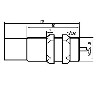 DPC M22 PNP NO+NF P20mm non noyé 70(49)mm PA / Câble 2m - KAS-80-23-A-M22-PA-Z02-1-HP-Lire la description