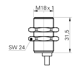DPI M18 ANA 1-9Vdc P2-5mm noyé 32mm Laiton 15-30Vdc / Câble 5m PVC - IWRM 18U9511/0500-Lire la description