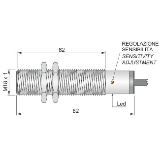 DPC Ex M18 2 fils AC/DC NF P5mm noyé 82(62)mm 20-250V / Câble 3m - SC18SM-A5 NC AD3-Lire la description
