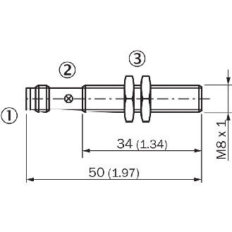DPI M08 PNP NF P4mm quasi-noyé 50(34)mm Laiton 10-30Vdc / M08 3P - IME08-04BPOZT0S-Lire la description