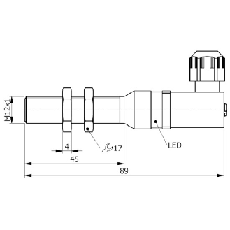DPI M12 PNP NO+NF P2mm noyé 62(45)mm Laiton 10-30Vdc / Connect. K - SI12-C2 PNP NO+NC K-Lire la description
