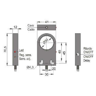 DPI Annulaire Ø=30mm PNP NO+NF 41x70.5x12mm 10-30Vdc / Câble 2m PVC - SIA30-CE PNP NO+NC R-Lire la description