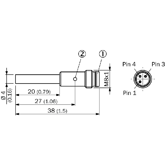DPI D04 PNP NO P1,5mm noyé IO-Link 38(20)mm Inox V2A / M08 3P - IHM04-1B5PSVT0S-Lire la description