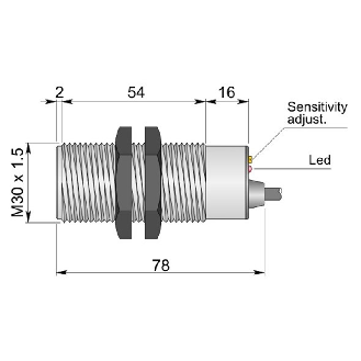 DPC M30 PNP NO+NF P20mm noyé 78(54)mm Plast. 10-55Vdc / C3m PVC - SC30SP-C20 PNP NO+NC-Lire la description