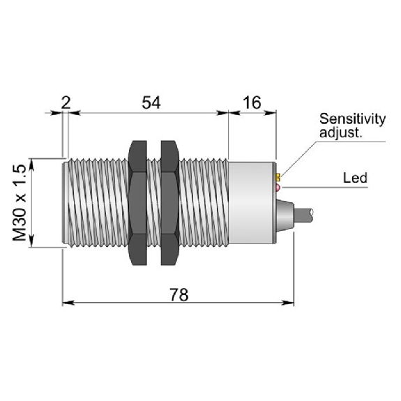 DPC M30 PNP NO+NF P20mm noyé 78(54)mm Plast. 10-55Vdc / C3m PVC - SC30SP-C20 PNP NO+NC-Lire la description