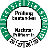 Prüfplakette Prüfung bestanden,Nä. Prüft.,26-29,weiß/grün,Folie,Ø 20mm,10/Bogen