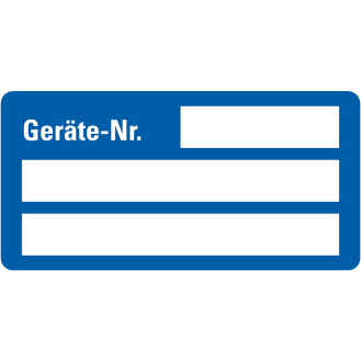 Inventaretikett Geräte-Nr., blau, Dokumentenfolie, m.Spezialkleber, 50x25mm, 9/Bogen-Beschreibung lesen