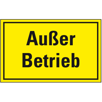 Maschinen-Hinweisschild Außer Betrieb, gelb/schwarz, Magnetfolie, 300x200mm-Beschreibung lesen