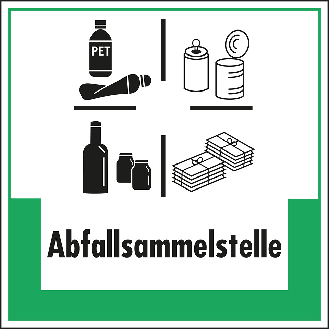 Abfallkennzeichen Abfallsammelstelle, mit Symbol und Text, Kunststoff, 200x200mm-Beschreibung lesen