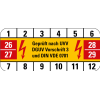 Prüfplakette Gepr.nach UVV DGUV Vor.3 und VDE 0701,26-29,Folie,18x42mm,10/Bogen Prüfplakette Gepr.nach UVV DGUV Vor.3 und VDE 0701,26-29,Folie,18x42mm,10/Bogen