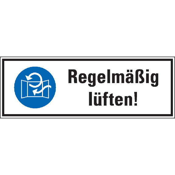 Gebots-Kombischild Regelmäßig lüften!, KRO, Folie, selbstklebend, 210x74mm-Beschreibung lesen
