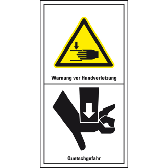 Maschinenkennzeichen Warnung vor Handverletzungen, Folie, selbstklebend, 100x200mm-Beschreibung lesen