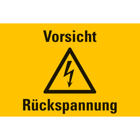 Warn-Kombischild Vorsicht! Rückspannung, Kunststoff, 200x120mm Warn-Kombischild Vorsicht! Rückspannung, Kunststoff, 200x120mm-Beschreibung lesen