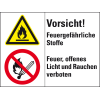 Kombischild mit Symbolen Vorsicht!Feuergef..., Kunststoff, 200x150mm, ASR A1.3, DIN EN ISO 7010 P003 und W021 Kombischild mit Symbolen Vorsicht!Feuergef..., Kunststoff, 200x150mm, ASR A1.3, DIN EN ISO 7010 P003 und W021