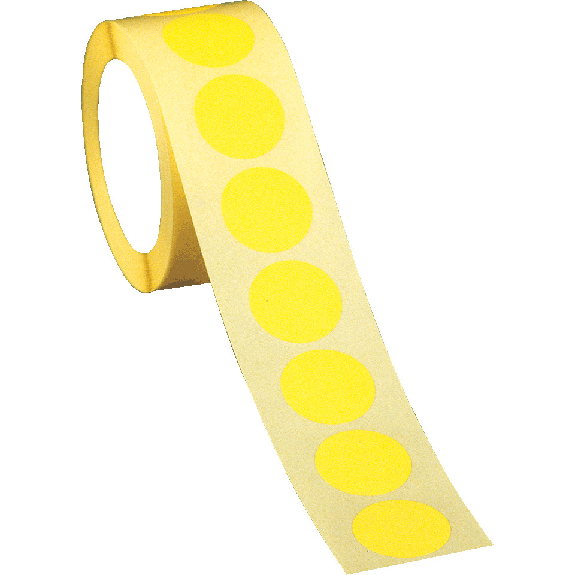 Markierungspunkt, blanko, gelb, Haftpapier, permanent, Ø 25mm, 500/Rolle Markierungspunkt, blanko, gelb, Haftpapier, permanent, Ø 25mm, 500/Rolle-Beschreibung lesen