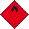 Verpackungskennzeichen Kl.2.1 Entz.Gase, Folie, seewasserbeständig, 50x50mm, 500/Rolle, IMDG-Code, GGVSEB, ADR