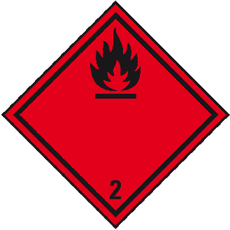 Verpackungskennzeichen Kl.2.1 Entz.Gase, Folie, seewasserbeständig, 50x50mm, 500/Rolle, IMDG-Code, GGVSEB, ADR-Beschreibung lesen