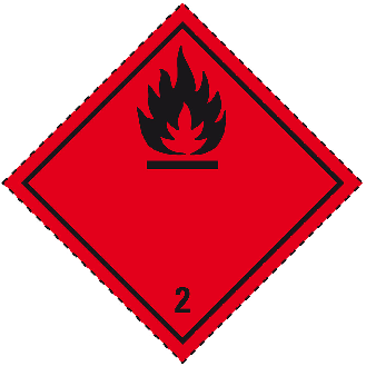 Verpackungskennzeichen Kl.2.1 Entz.Gase, Folie, seewasserbeständig, 50x50mm, 500/Rolle, IMDG-Code, GGVSEB, ADR-Beschreibung lesen