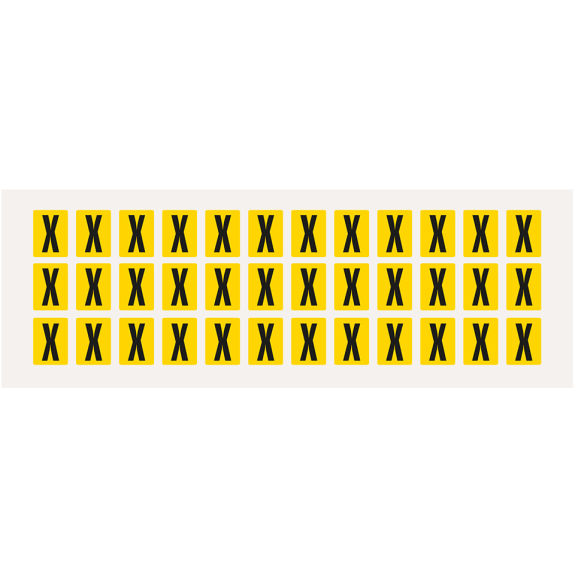 Buchstabe X, gelb/schwarz, Folie, Schrifthöhe 15mm, 14x19mm, 20 Bogen/VE Buchstabe X, gelb/schwarz, Folie, Schrifthöhe 15mm, 14x19mm, 20 Bogen/VE-Beschreibung lesen